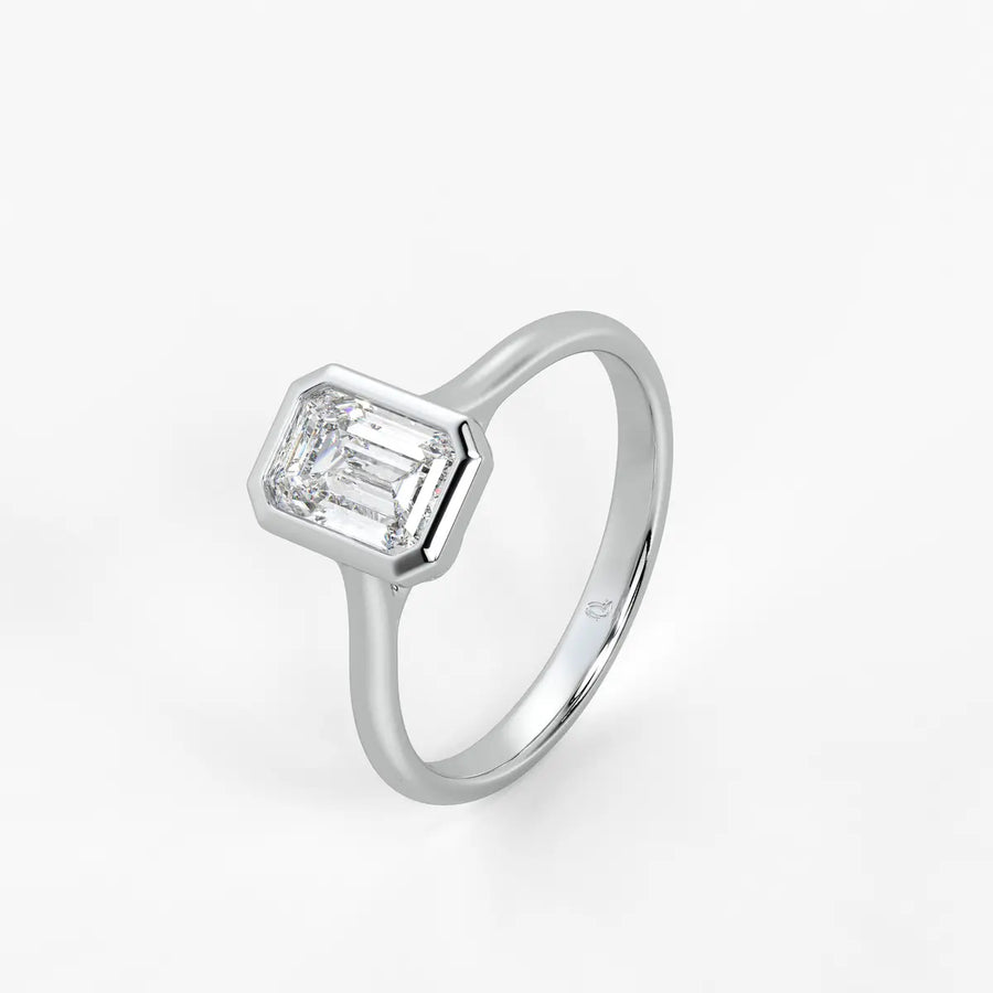 Evara Emerald-Cut Bezel Solitaire Ring