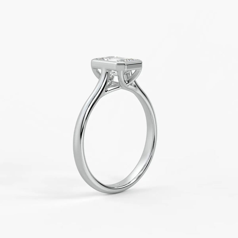 Evara Emerald-Cut Bezel Solitaire Ring