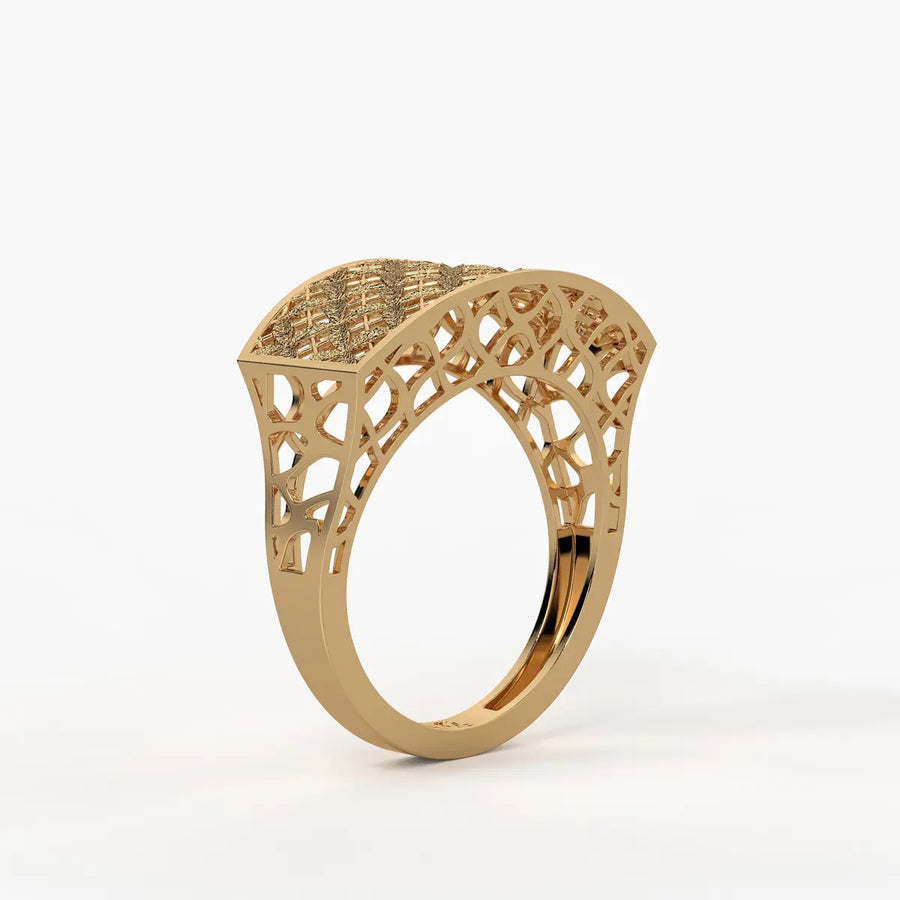 Lattice Veil Statement Ring