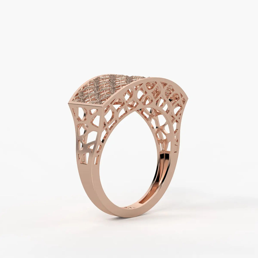 Lattice Veil Statement Ring