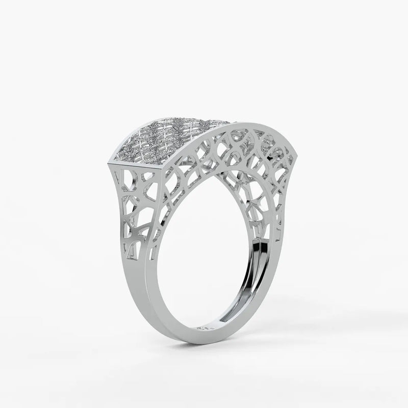Lattice Veil Statement Ring