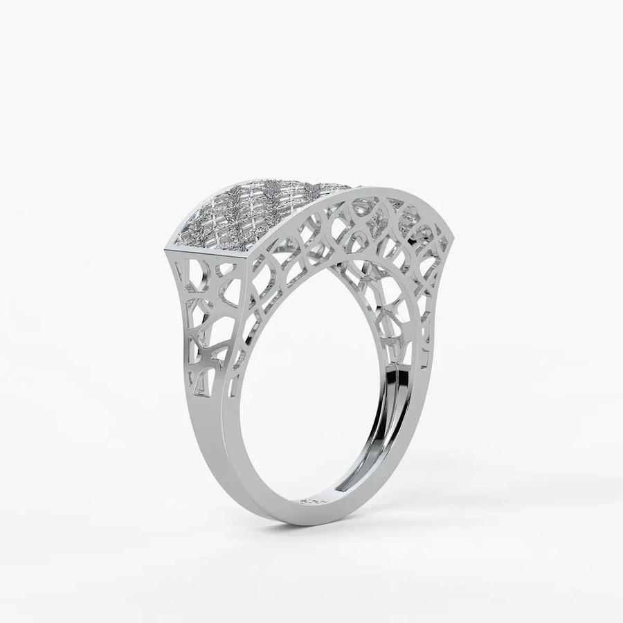 Lattice Veil Statement Ring