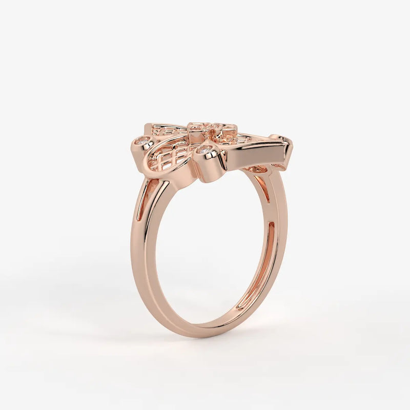 Aurelia Quatrefoil Lattice Diamond Ring