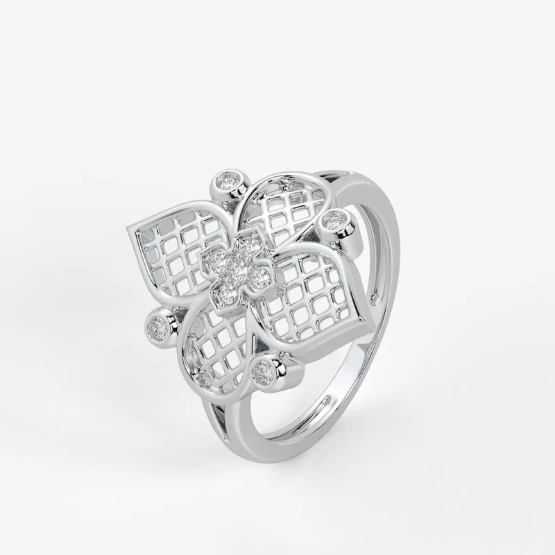 Aurelia Quatrefoil Lattice Diamond Ring