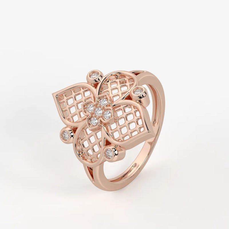 Aurelia Quatrefoil Lattice Diamond Ring