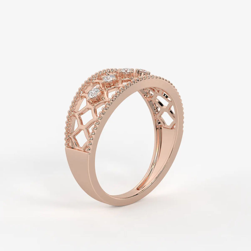 Elara Honeycomb Lace Diamond Band Ring