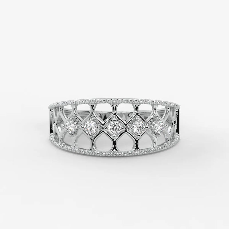 Elara Honeycomb Lace Diamond Band Ring