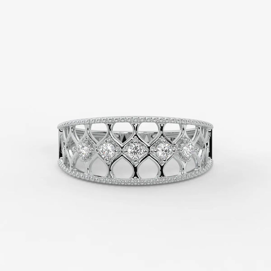 Elara Honeycomb Lace Diamond Band Ring