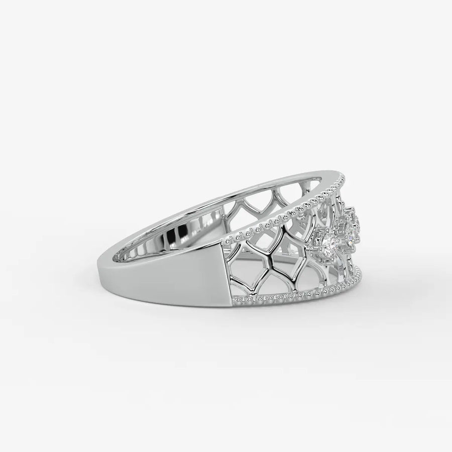Elara Honeycomb Lace Diamond Band Ring