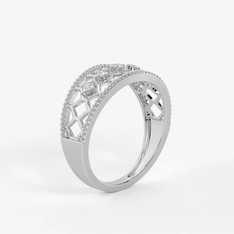 Elara Honeycomb Lace Diamond Band Ring