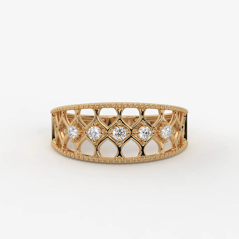 Elara Honeycomb Lace Diamond Band Ring