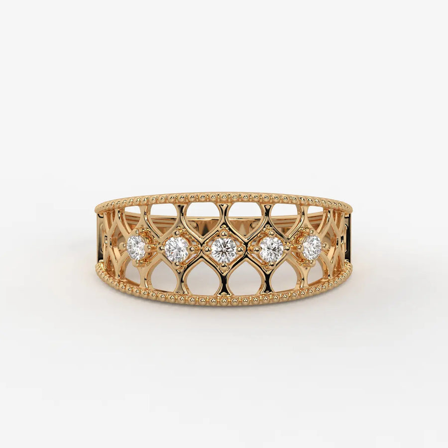 Elara Honeycomb Lace Diamond Band Ring