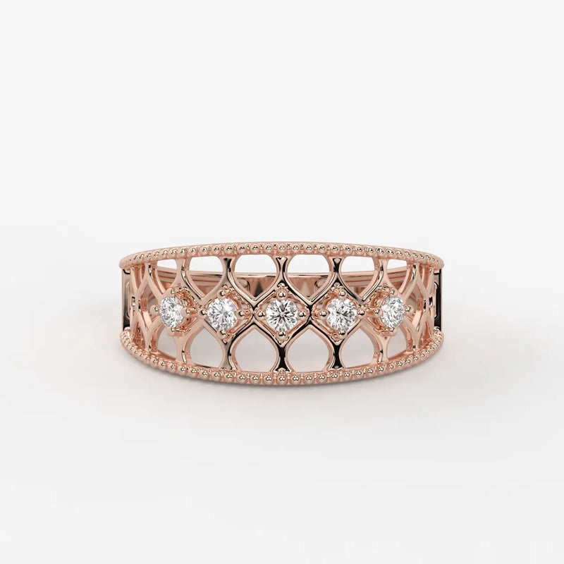 Elara Honeycomb Lace Diamond Band Ring