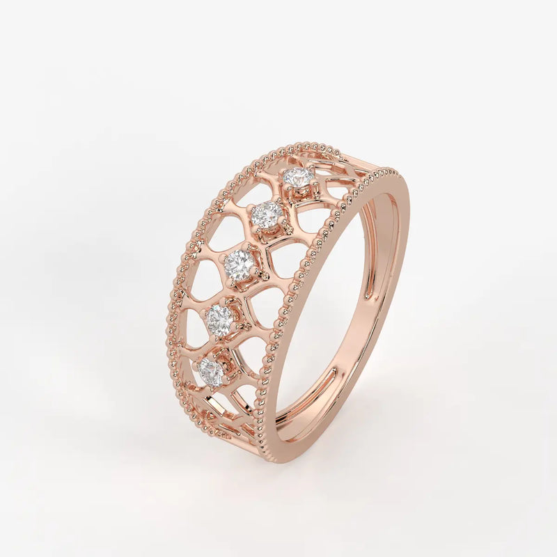 Elara Honeycomb Lace Diamond Band Ring