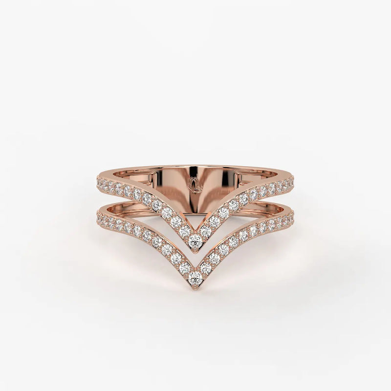 Double Chevron Pavé Ladies Ring