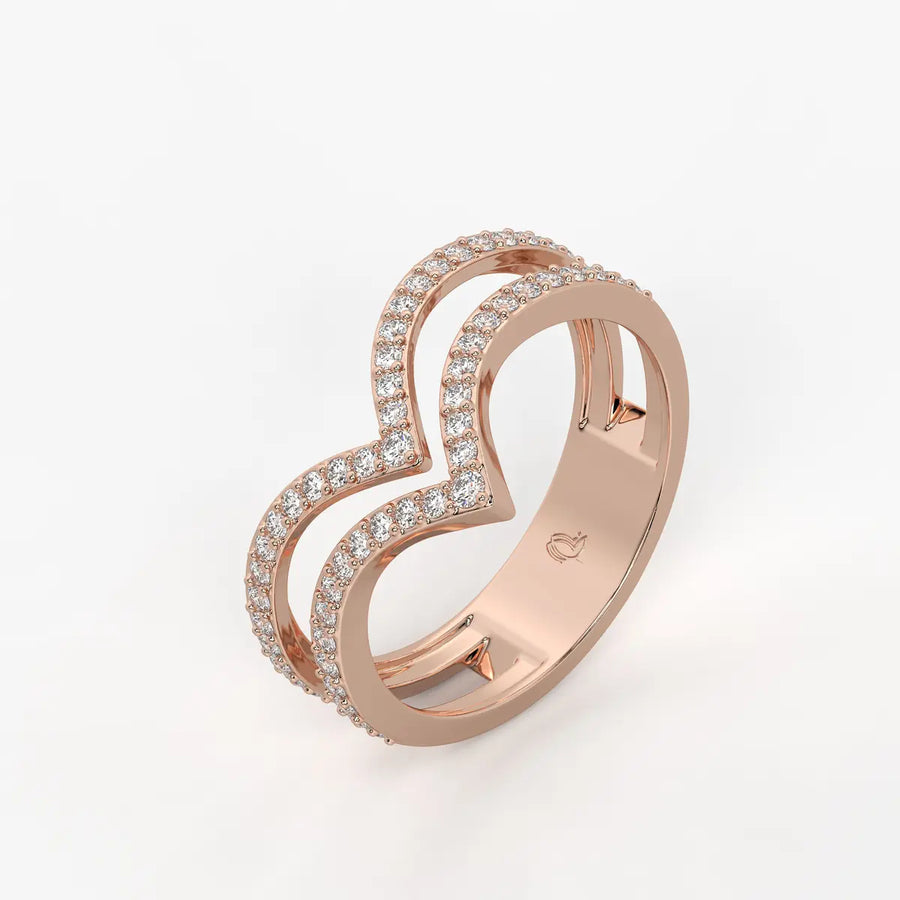 Double Chevron Pavé Ladies Ring