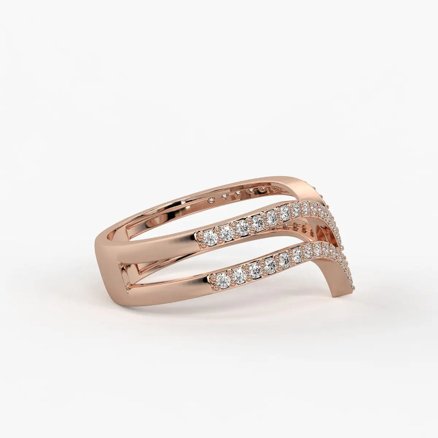Double Chevron Pavé Ladies Ring