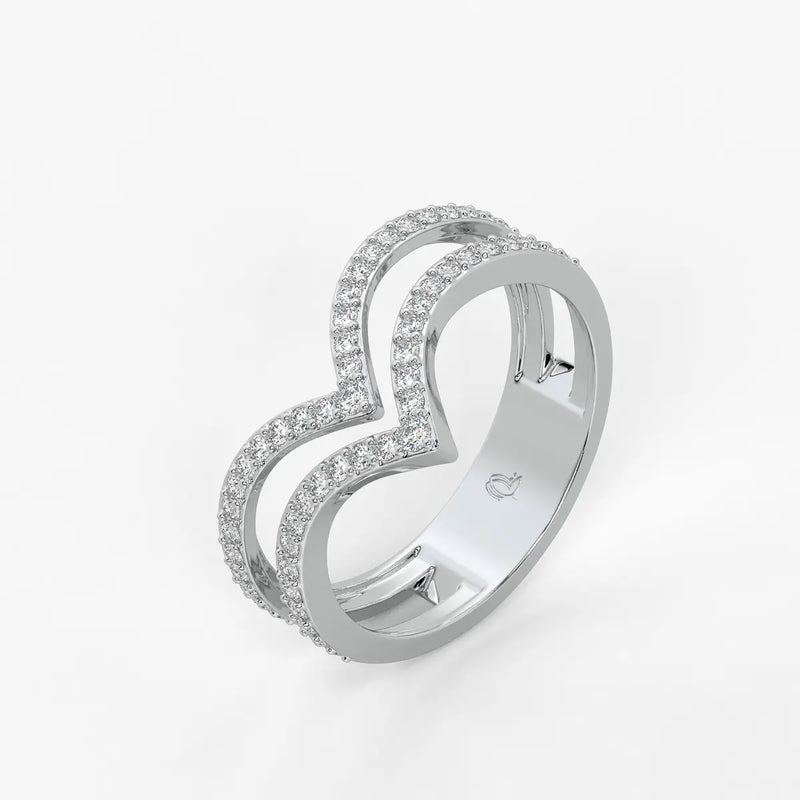 Double Chevron Pavé Ladies Ring