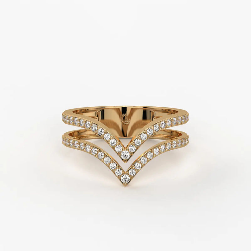 Double Chevron Pavé Ladies Ring