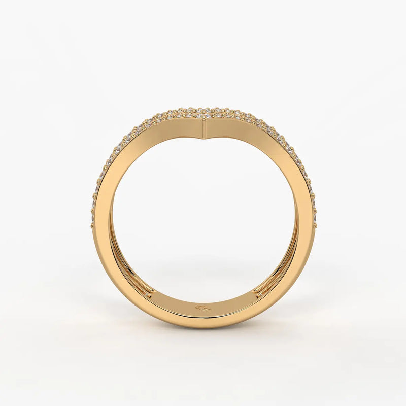 Double Chevron Pavé Ladies Ring