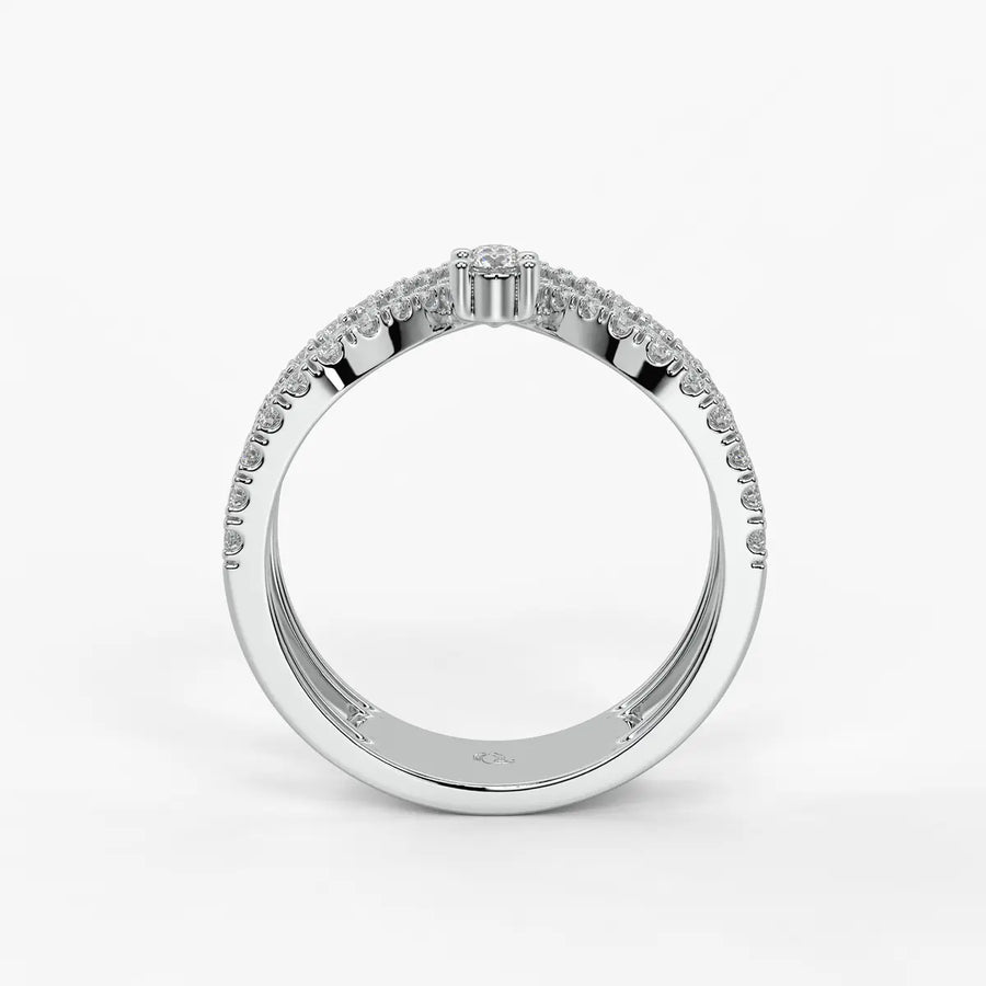 Chevron Pavé Stackable Ladies Ring
