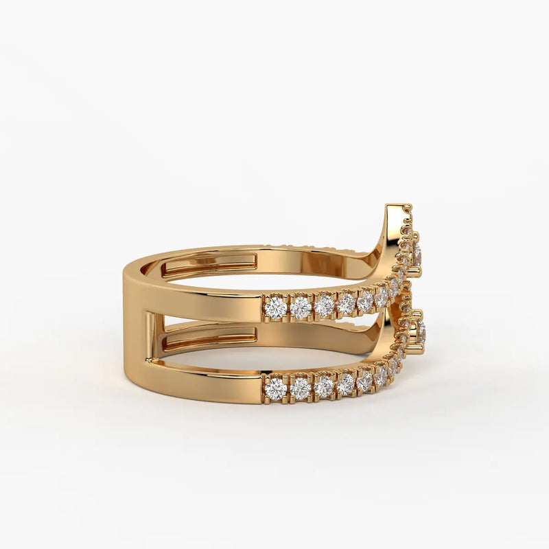 Chevron Pavé Stackable Ladies Ring