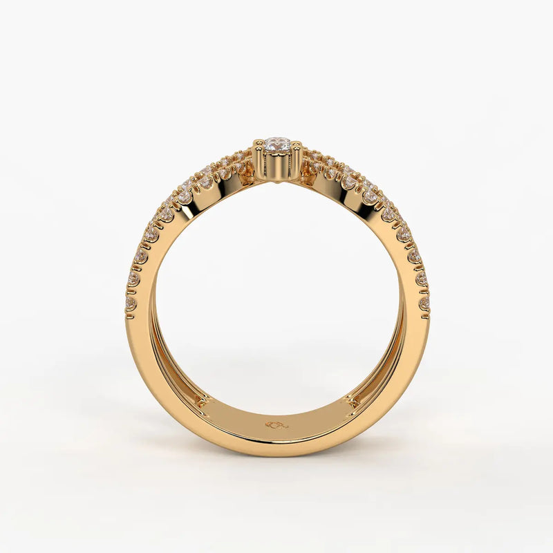 Chevron Pavé Stackable Ladies Ring