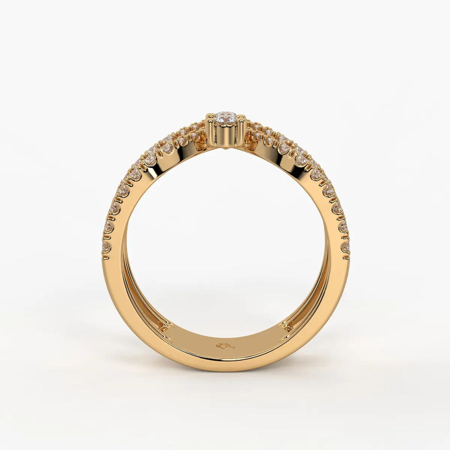 Chevron Pavé Stackable Ladies Ring