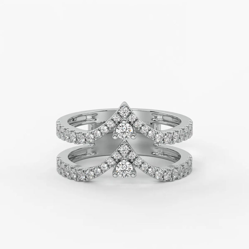 Chevron Pavé Stackable Ladies Ring