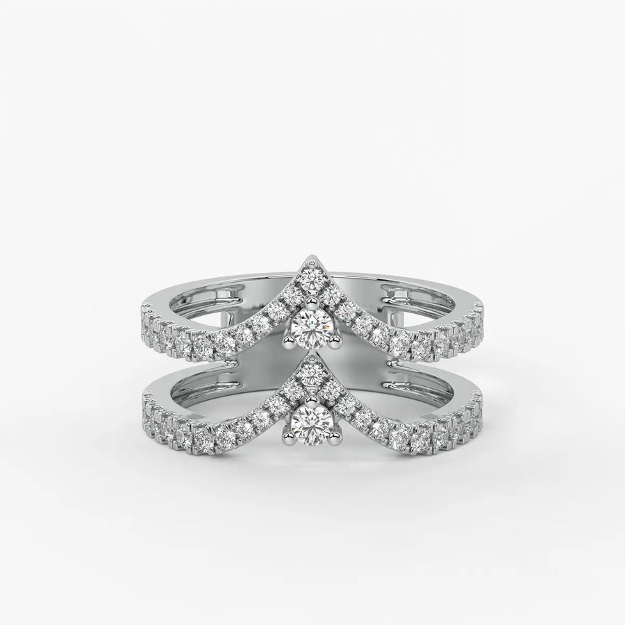 Chevron Pavé Stackable Ladies Ring