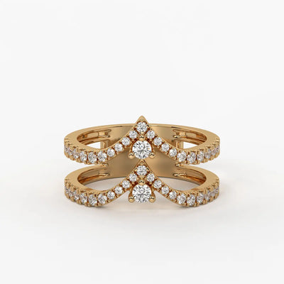 Chevron Pavé Stackable Ladies Ring