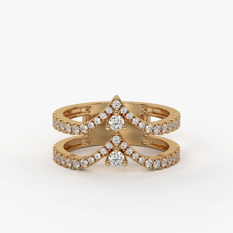 Chevron Pavé Stackable Ladies Ring