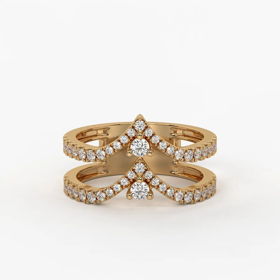 Chevron Pavé Stackable Ladies Ring