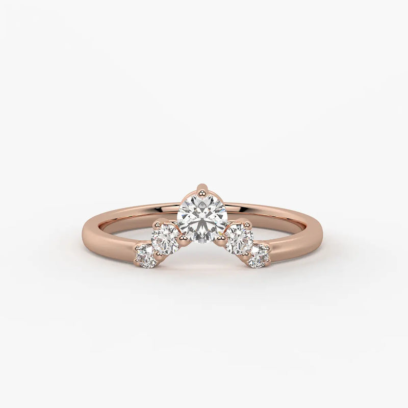 Crown Cluster Solitaire Ladies Ring