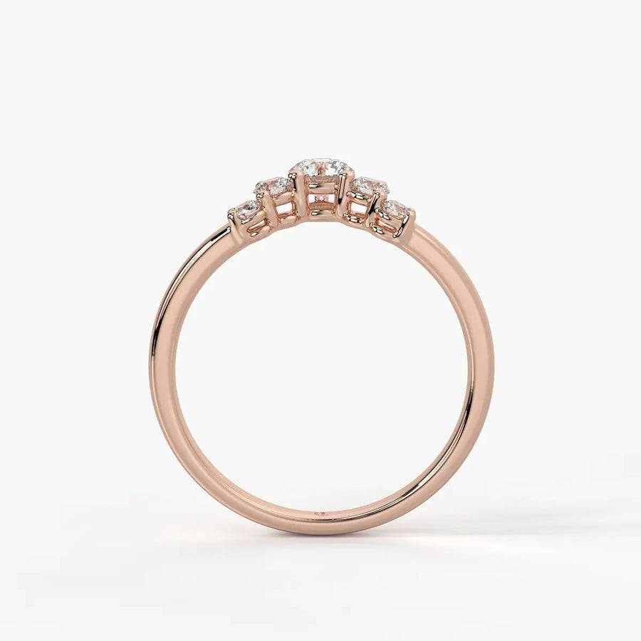 Crown Cluster Solitaire Ladies Ring