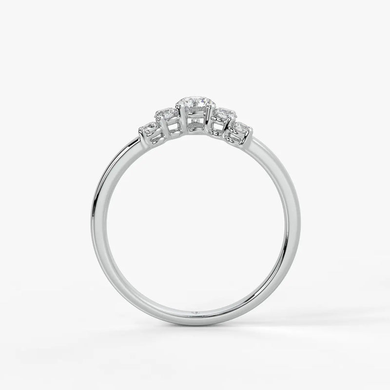 Crown Cluster Solitaire Ladies Ring