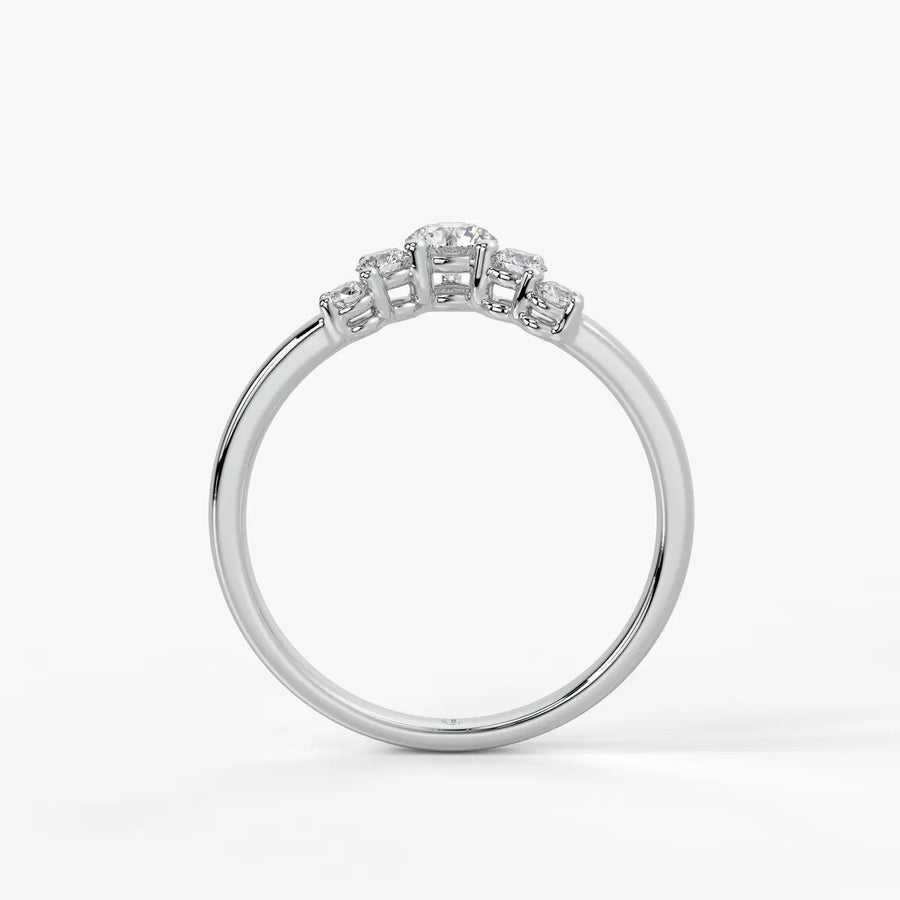 Crown Cluster Solitaire Ladies Ring