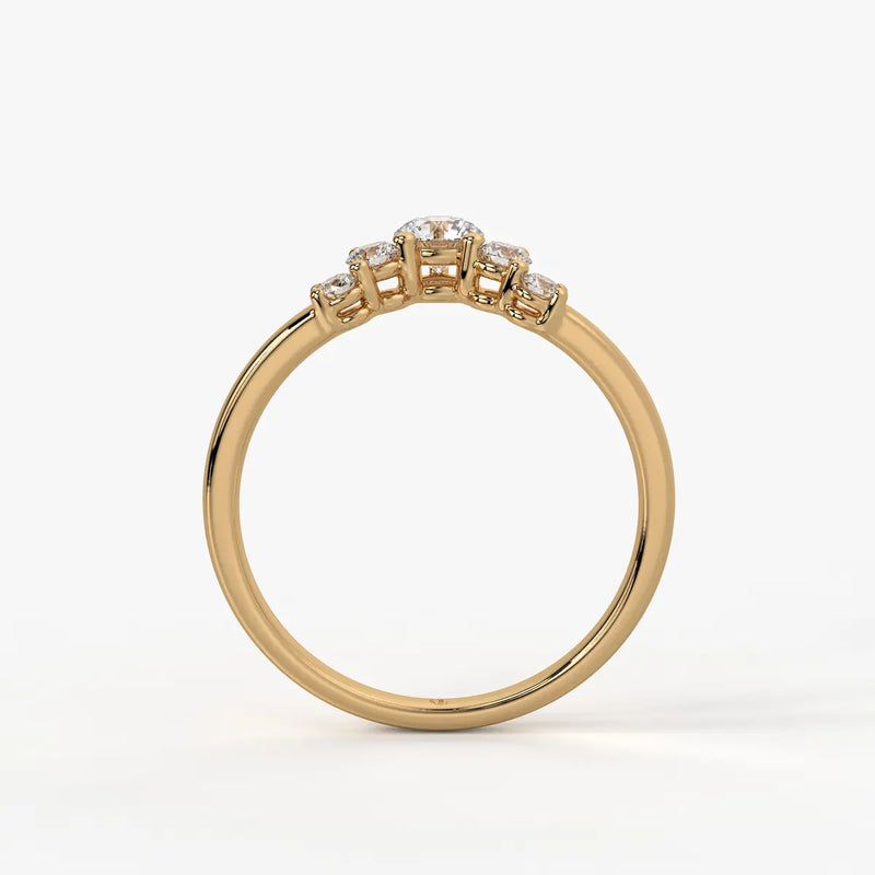 Crown Cluster Solitaire Ladies Ring