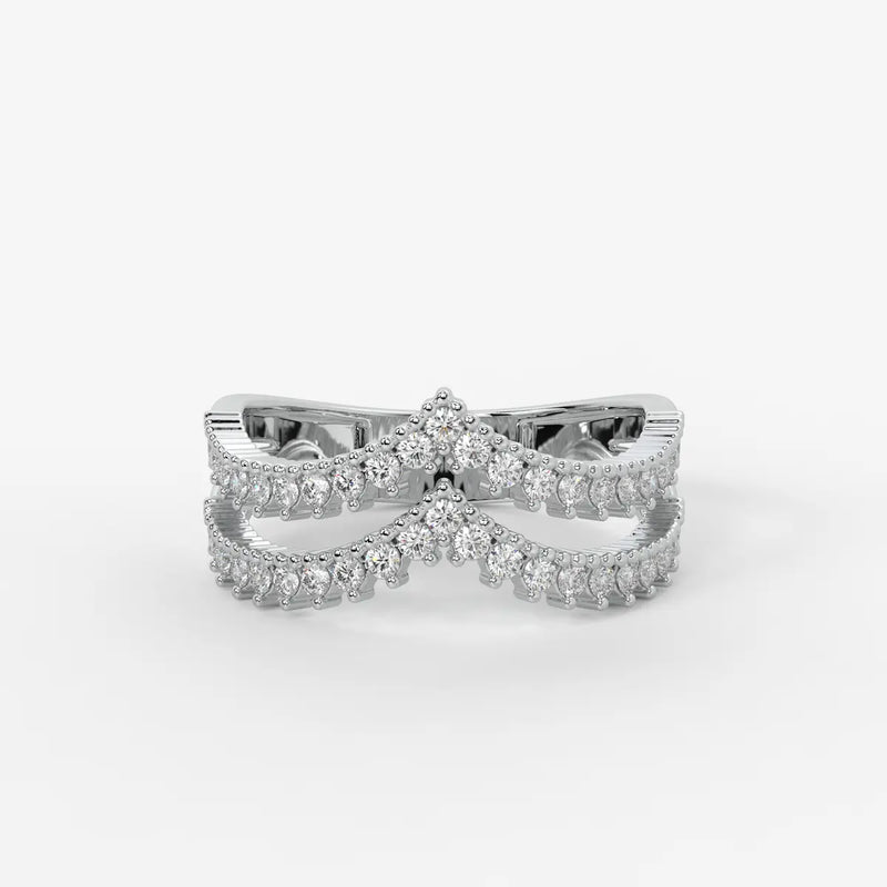 Avenza Double Row Diamond Crossover Ring
