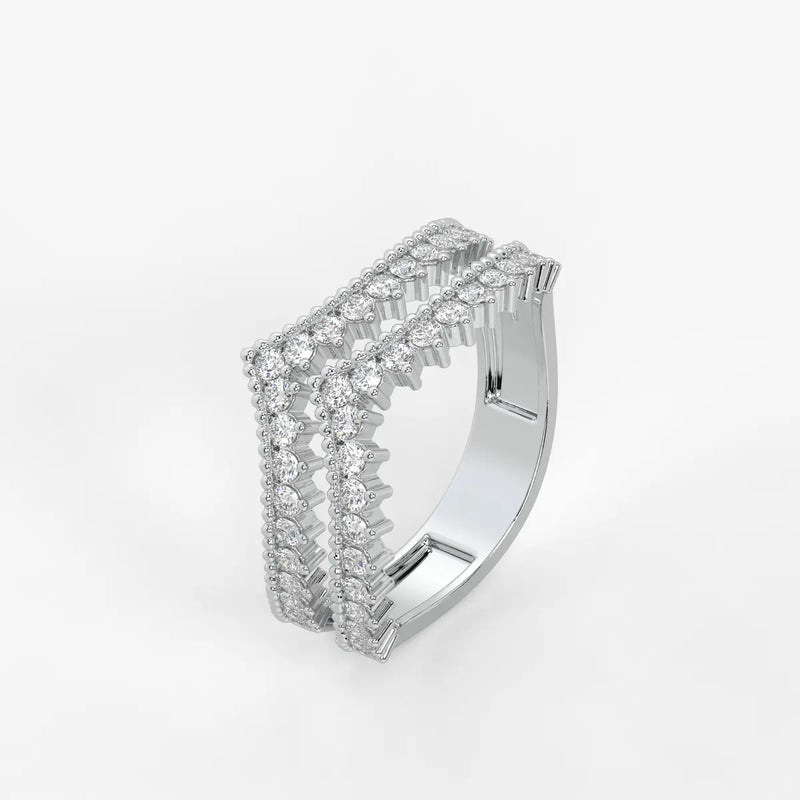 Avenza Double Row Diamond Crossover Ring