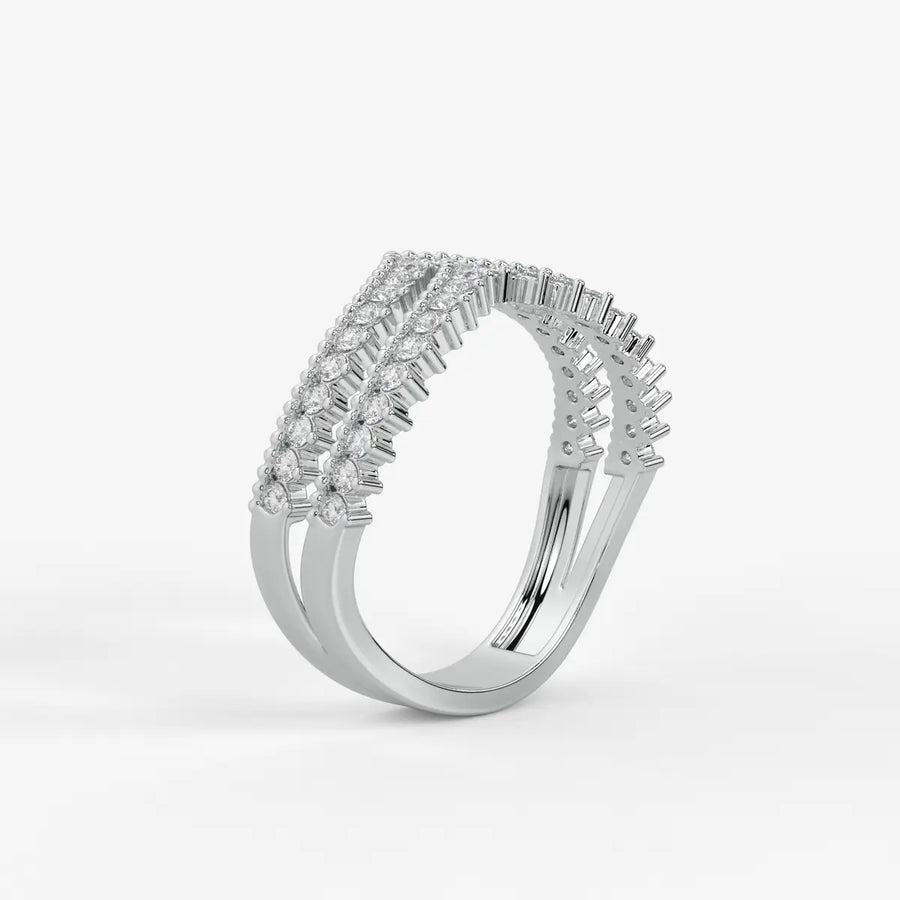 Avenza Double Row Diamond Crossover Ring