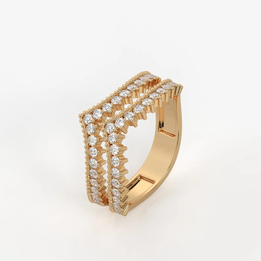 Avenza Double Row Diamond Crossover Ring
