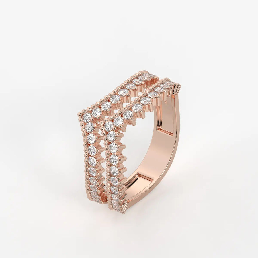 Avenza Double Row Diamond Crossover Ring