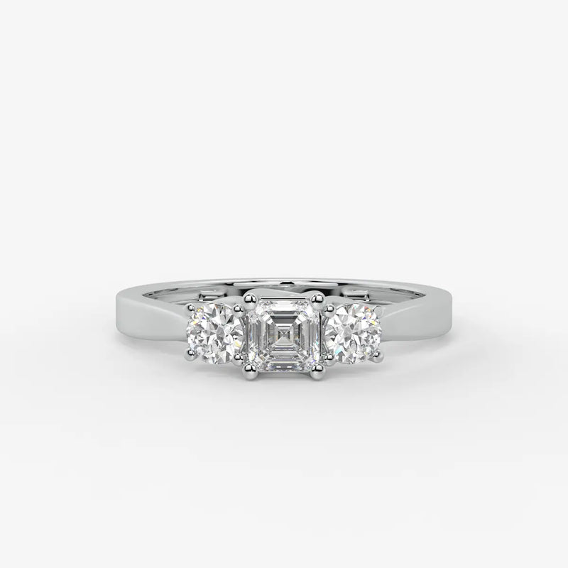 Aurevian Asscher Accent Diamond Ring