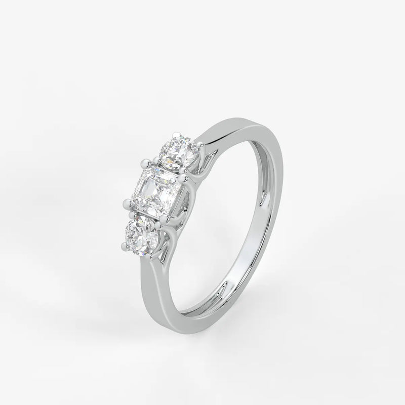 Aurevian Asscher Accent Diamond Ring