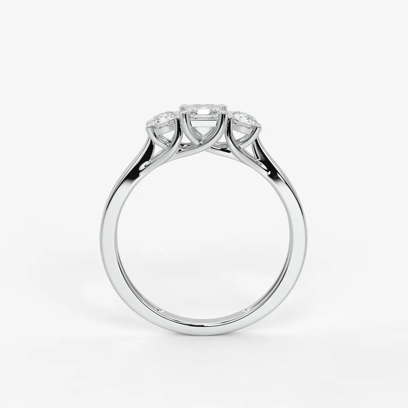 Aurevian Asscher Accent Diamond Ring