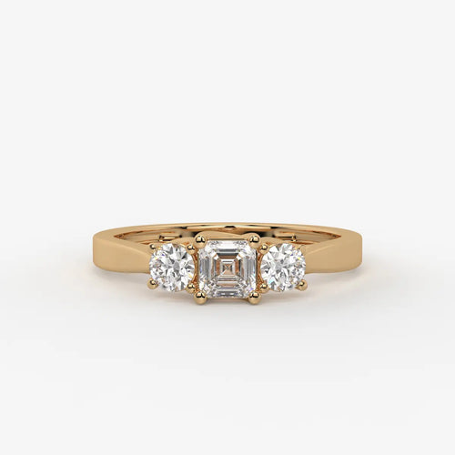 Aurevian Asscher Accent Diamond Ring