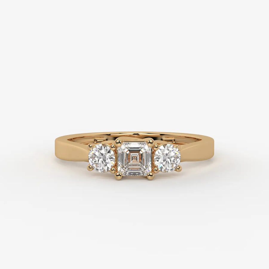 Aurevian Asscher Accent Diamond Ring
