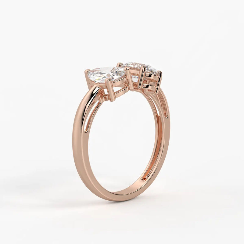 Evara Duo Sparkle Pear & Oval Diamond Open Ring