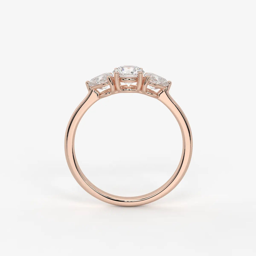 Valoria Round Heart Trilogy Diamond Ring